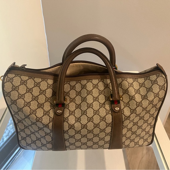 Gucci tan leather with monogram canvas - Picture 2 of 14